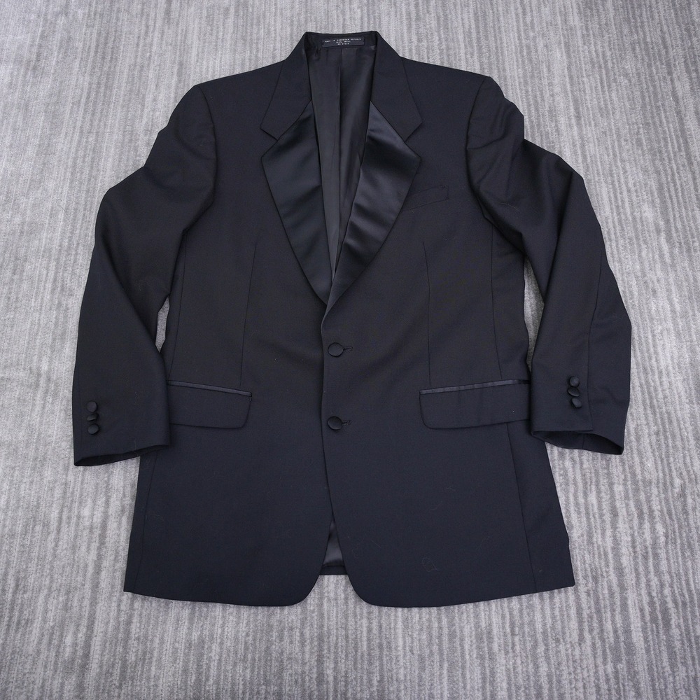 Jones New York Mens Wool Tuxedo Jacket Black Peak Lapel Blazer 2 Button 44